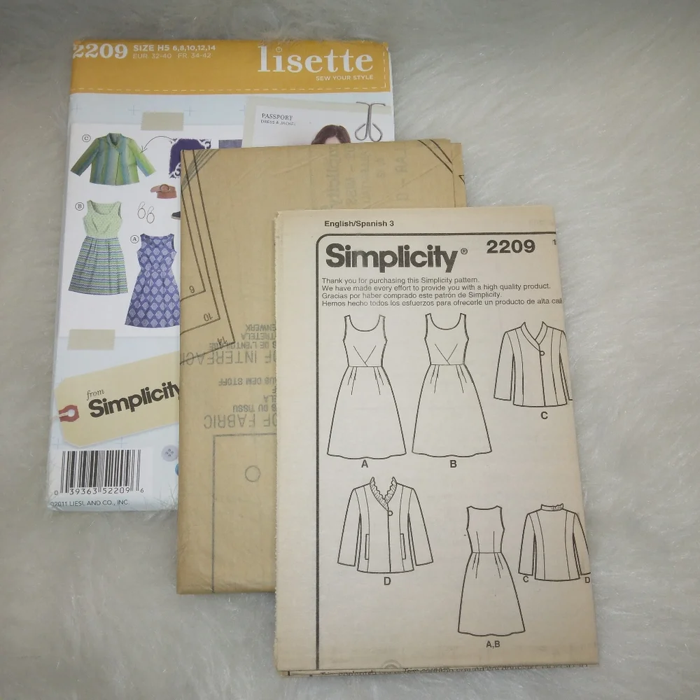 SIMPLICITY 2209 Sz 6-14 Lisette Sew Your Style Passport Dress and Jacket